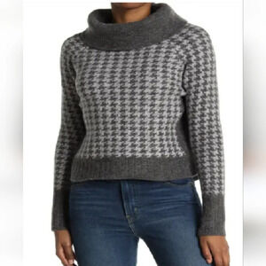 RD STYLE micro houndstooth plush cowl turtleneck sweater nwt size XS